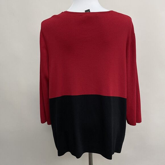 Cable & Gauge Women's Knit Top Size 2X Red Black Square Neck - Picture 4 of 8